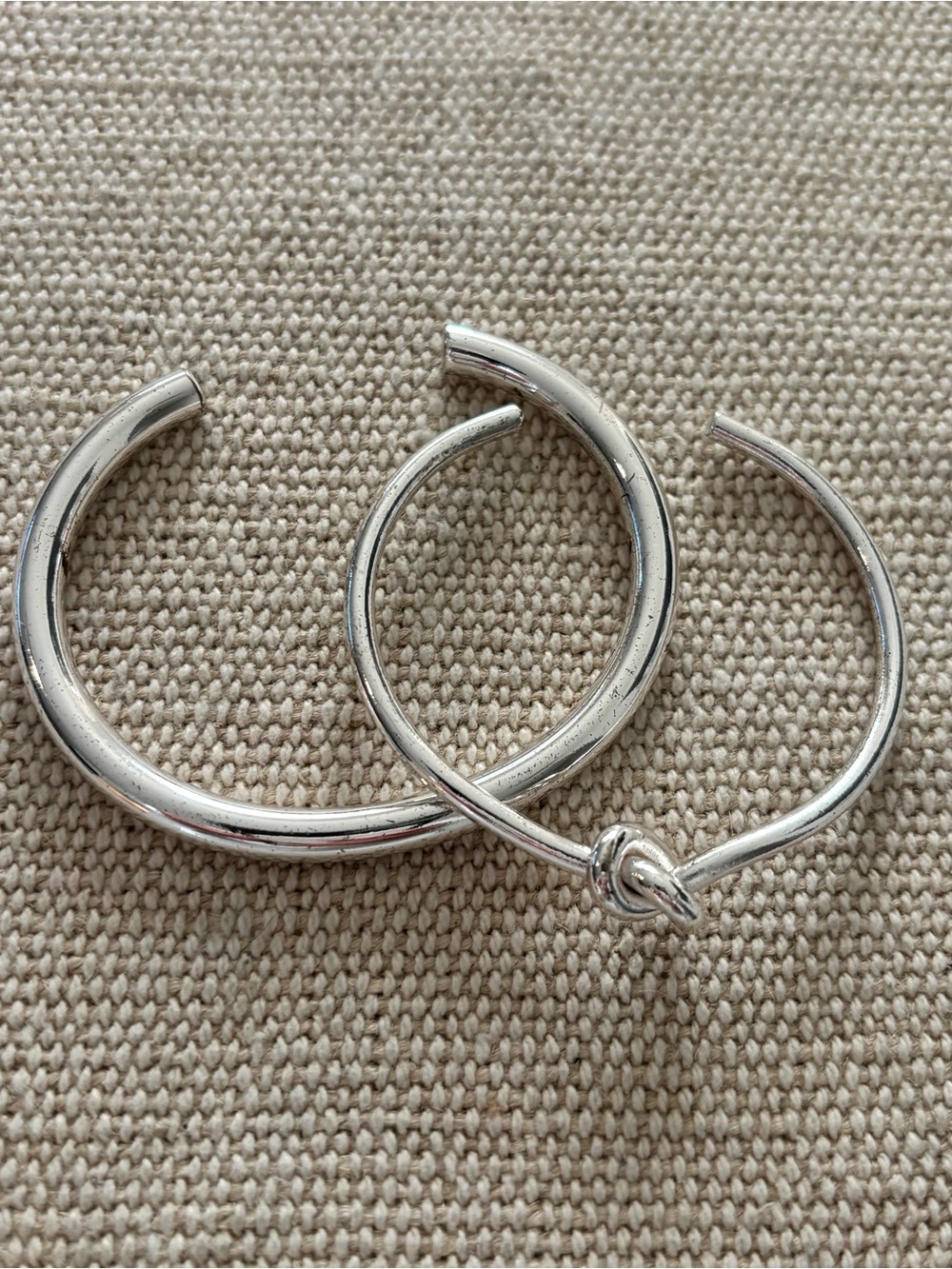 🔥 BUNDLE: Oak & Fort - Silver Knot and Smooth Cuff Bracelet Set